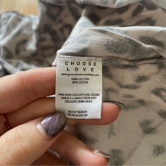 GENERATION LOVE Rumi Leopard Print Long Sleeve Ruffle Cotton Mini Dress EUC Sz S - Picture 10 of 12